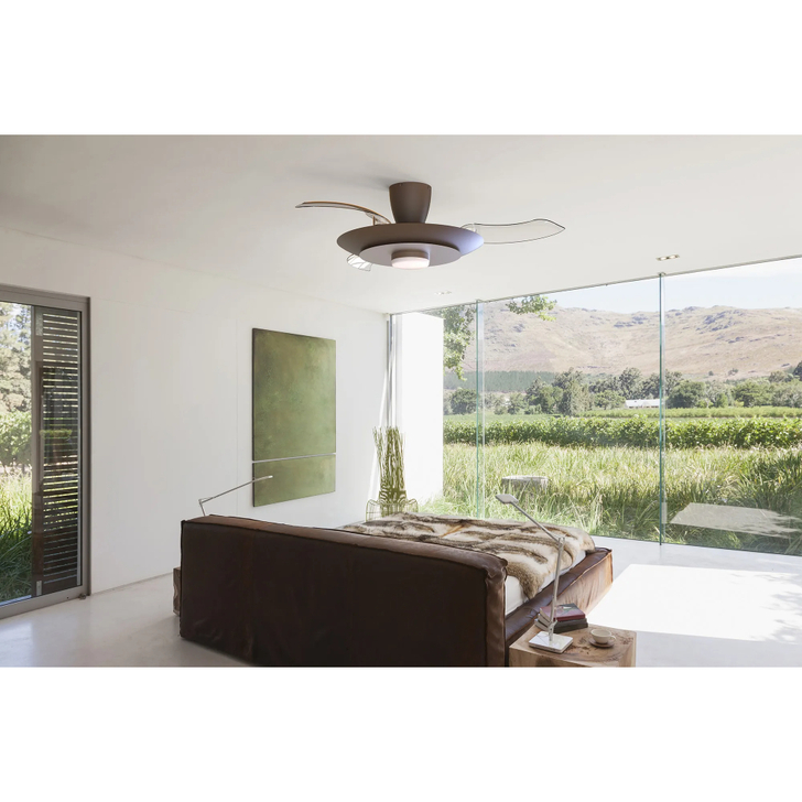 Mantra Kyoto Coffee And Brushed Nickel Finish Led Ceiling Fan Light Complete With Remote Control - 3000K-5000K Adjustable
