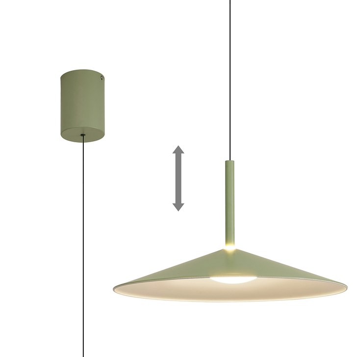 Mantra Large Calice Green/White Rise And Fall Led Pendant Light - 3000K - M7898