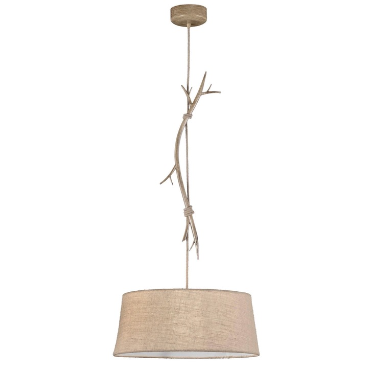 Mantra M6178 Sabina Imitation Wood Single Pendant Complete With Linen Shade