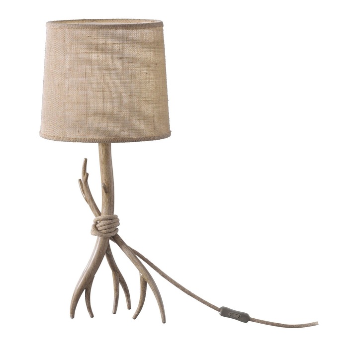 Mantra M6181 Sabina Imitation Wood Table Lamp Complete With Linen Shade