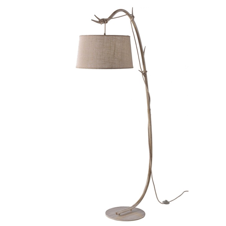 Mantra M6182 Sabina Imitation Wood Floor Lamp Compelte With Linen Shade