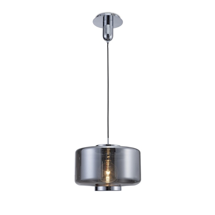 Mantra M6191 Jarras Pendant Chrome/Ash Grey 40CM Round Glass Pendant