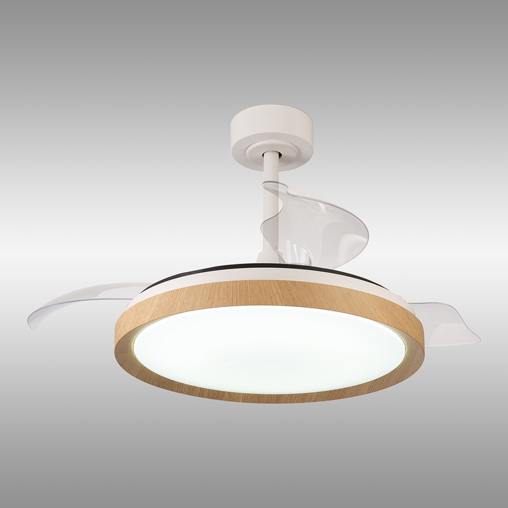 Mantra Mistral Large Wood Effect Suspended Led Ceiling Fan Light Complete With Remote Control - 2700K - 5000K