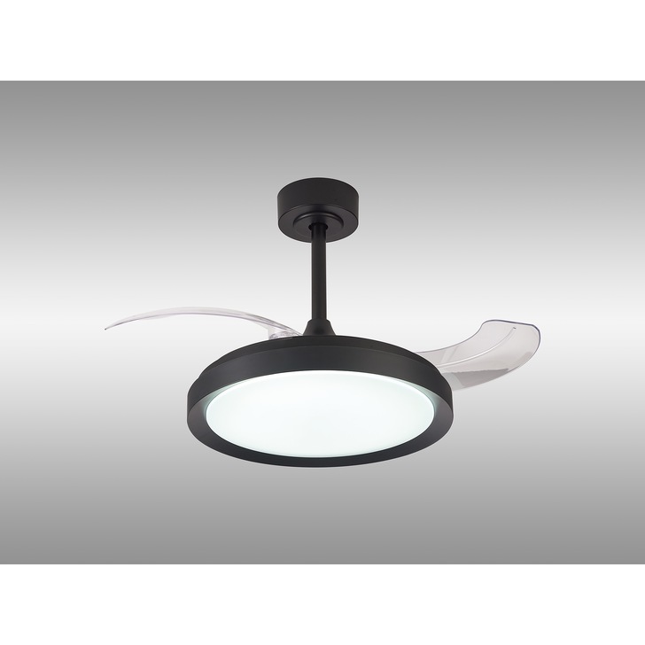 Mantra Mistral Mini Black Suspended Led Ceiling Fan Light Complete With Remote Control - 2700K - 5000K