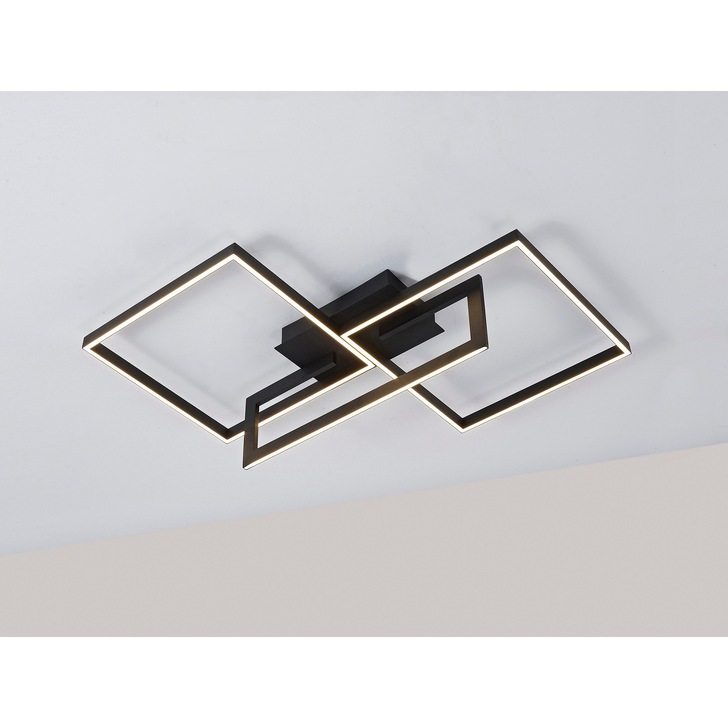 Mantra Mural LED Rectangular Flush Ceiling Light Matt Black Dimmable - 3000K