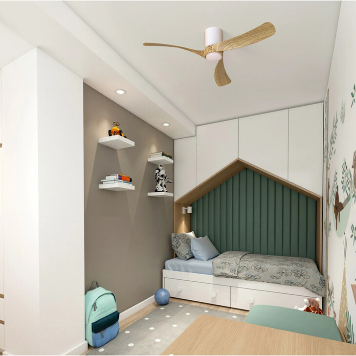 Mantra Nemo II M White And Wood Led Ceiling Fan Light Complete With Remote - 3000-5000K