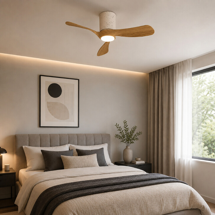 Mantra Nemo II XS Wood And White Led Ceiling Fan Light C/W Remote Control - 3000K - 5000K