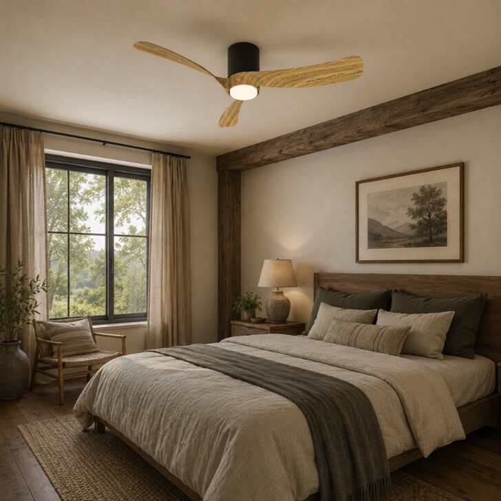 Mantra Nemo M Wood And Black Led Ceiling Fan Light Complete With Remote - 3000-5000K