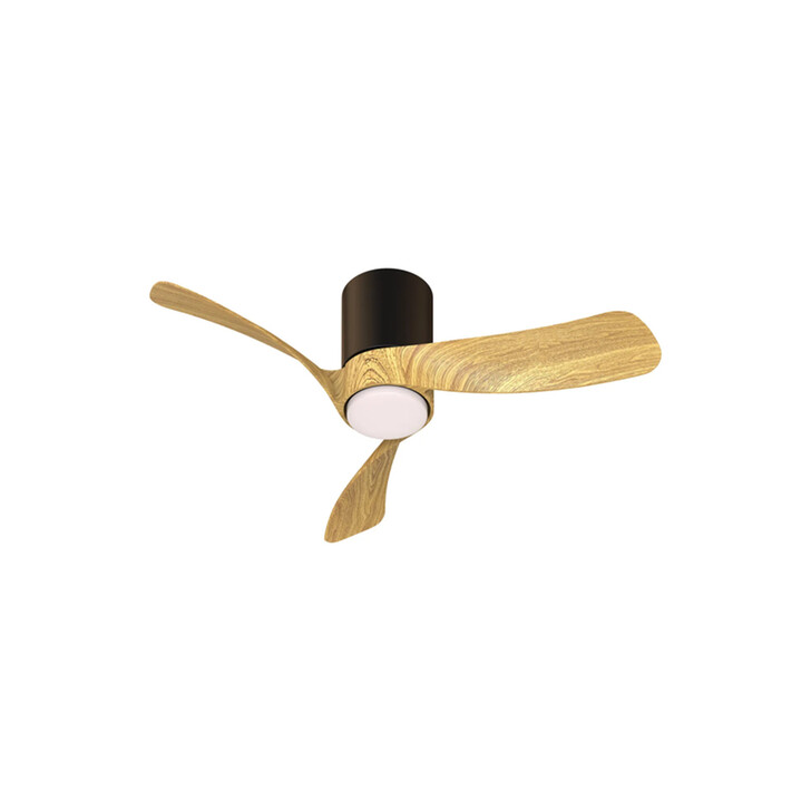 Mantra Nemo Xs Wood And Black Led Ceiling Fan Light Complete With Remote - 3000-5000K