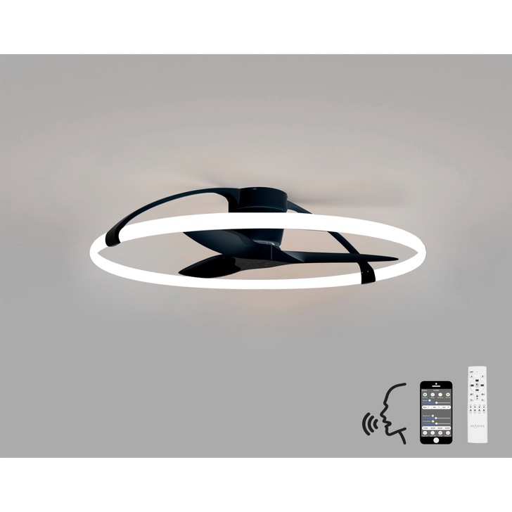 Mantra Nepal Black LED Ceiling Light With Built-In Reversible Fan C/W Remote Control