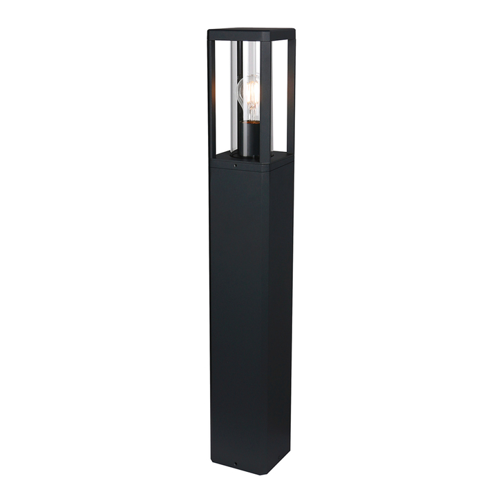 Mantra Nevada 80cm Matt Black Rectangular Outdoor Pedestal Lamp - IP65
