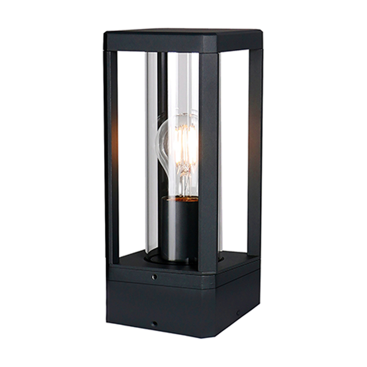Mantra Nevada Matt Black Rectangular Outdoor Pedestal Lamp - IP65