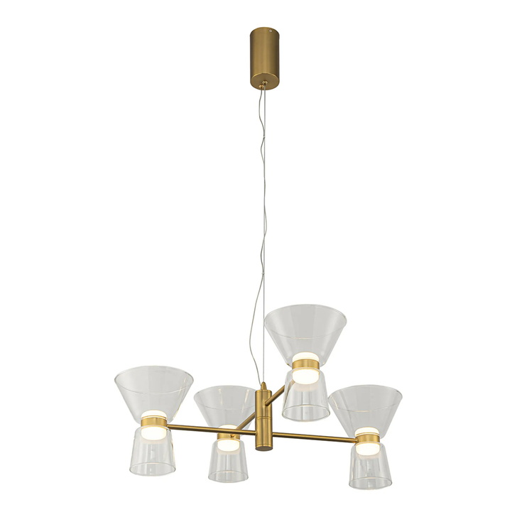 Mantra New York Gold/Glass Led 4 Light Pendant - 3000K
