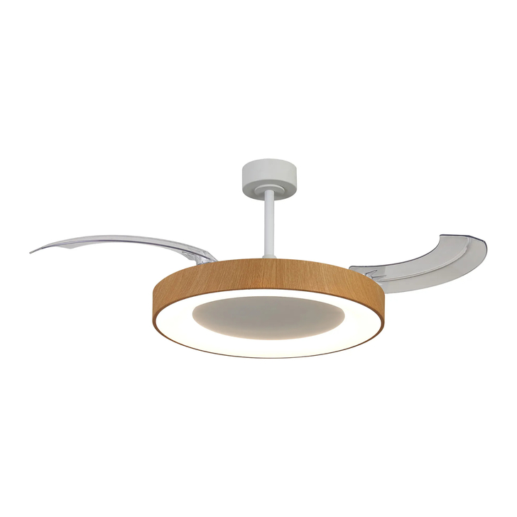 Mantra Niseko Fan L 62cm 40W LED Dimmable Ceiling Light With Built-In 40W DC Fan: 2700-5000K Remote Control: 4400lm: White/Wood