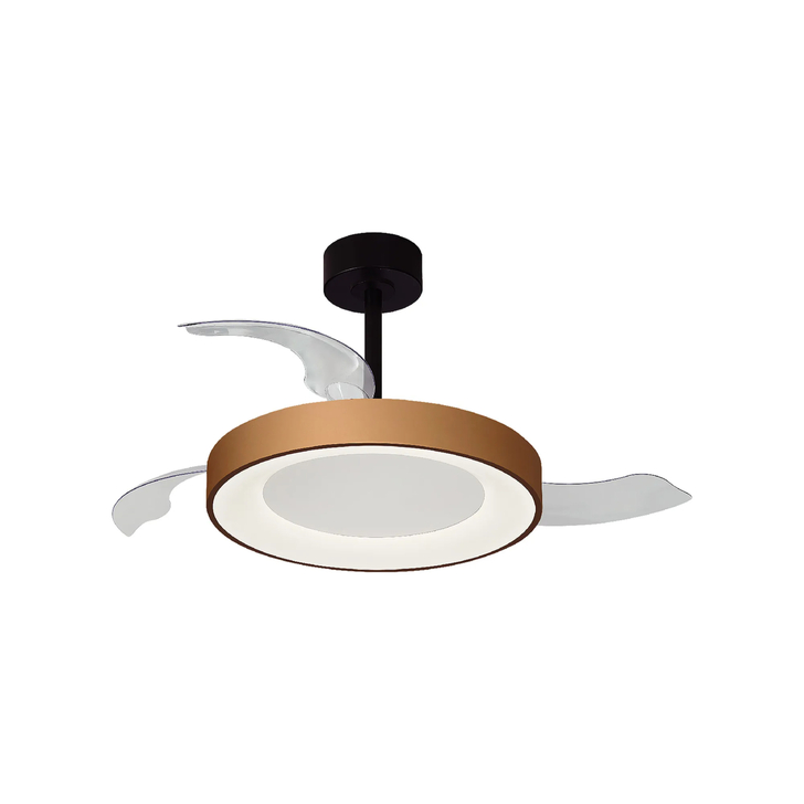 Mantra Niseko Fan M 49cm 50W LED Dimmable Ceiling Light With Built-In 30W DC Fan: 2700-5000K Remote Control: 5500lm: Gold/Black
