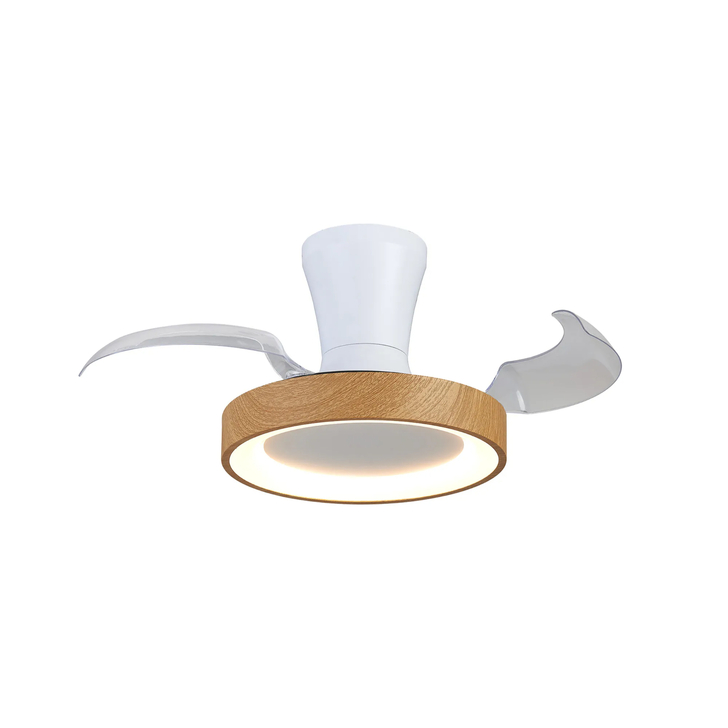 Mantra Niseko Fan XS 33cm 25W LED Dimmable Ceiling Light With Built-In 25W DC Fan: 2700-5000K Remote Control: 2500lm: Wood/White