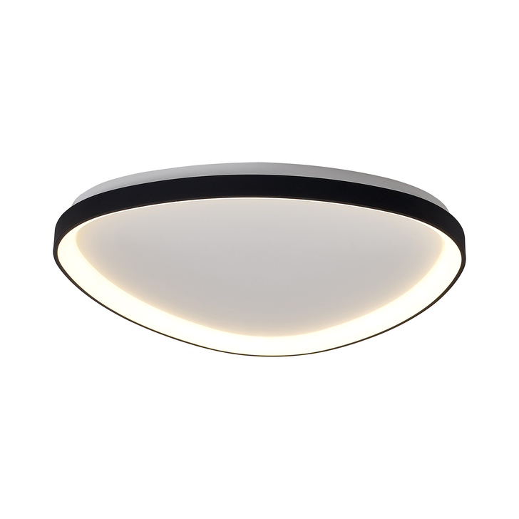 Mantra Niseko II 61cm Led Black Triangular Flush Led Ceiling Light In White Complete With Remote Control & App - 2700K-6000K