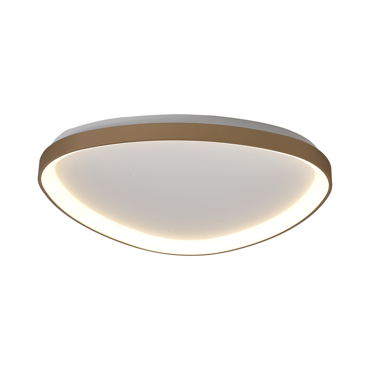 Mantra Niseko II 61cm Led Gold Triangular Flush Led Ceiling Light In White Complete With Remote Control & App - 2700K-6000K