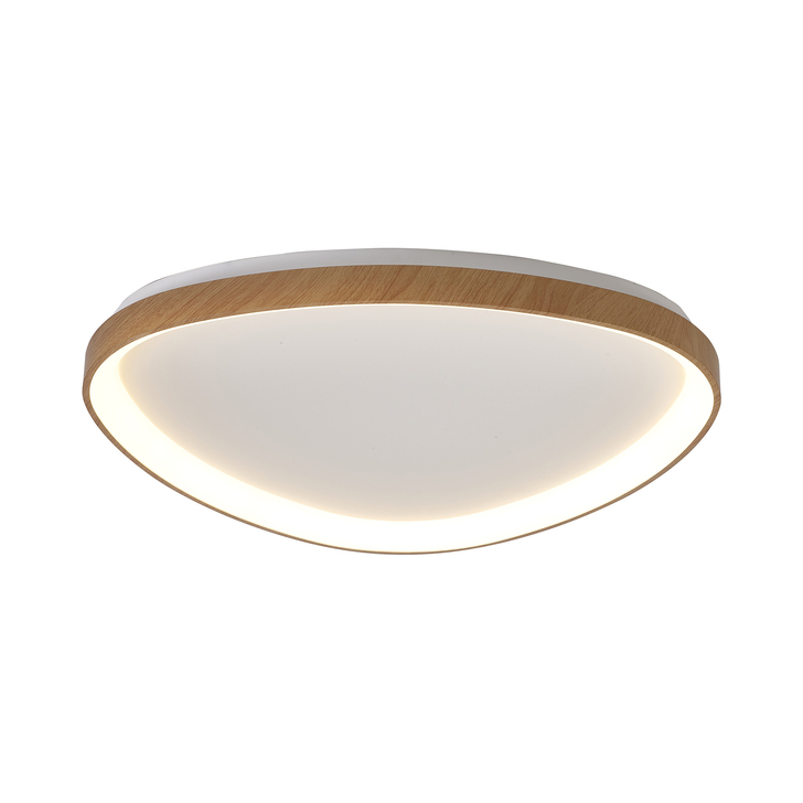 Mantra Niseko II 61cm Led Wood Triangular Flush Led Ceiling Light In White Complete With Remote Control & App - 2700K-6000K