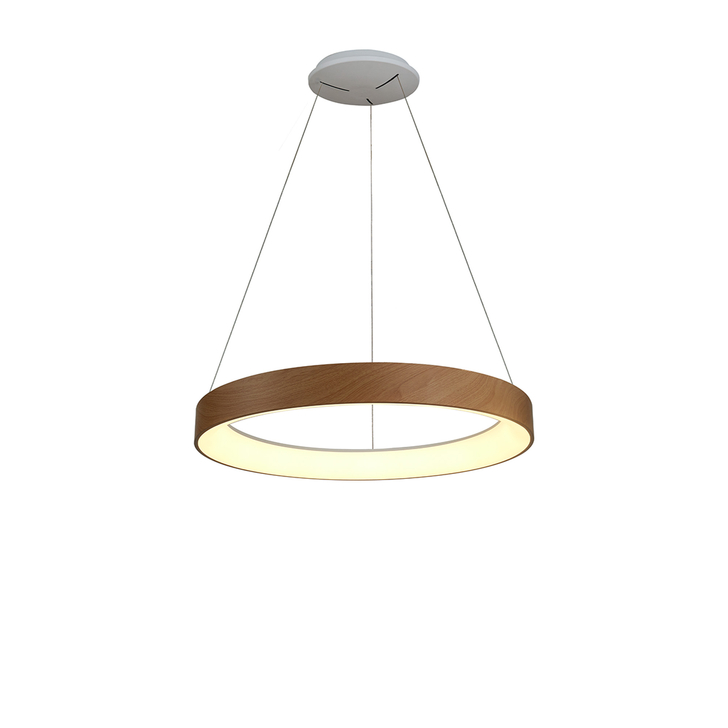 Mantra Niseko II Medium 50cm LED Wood Ring Pendant Complete With Remote Control & App - 2700K-6000K Tuneable