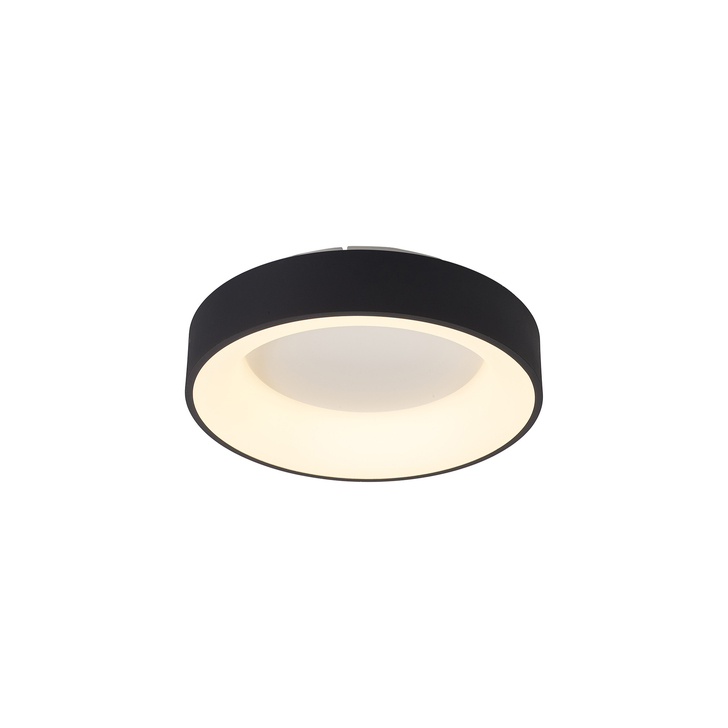 Mantra Niseko II Small 38cm LED Black Flush Ring Ceiling Light Complete With Remote Control & App - 2700K-6000K Tuneable