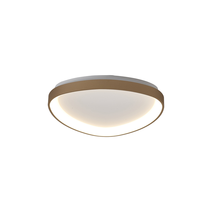 Mantra Niseko II Small 42cm Led Gold Triangular Flush Led Ceiling Light In White Complete With Remote Control & App - 2700K-6000K