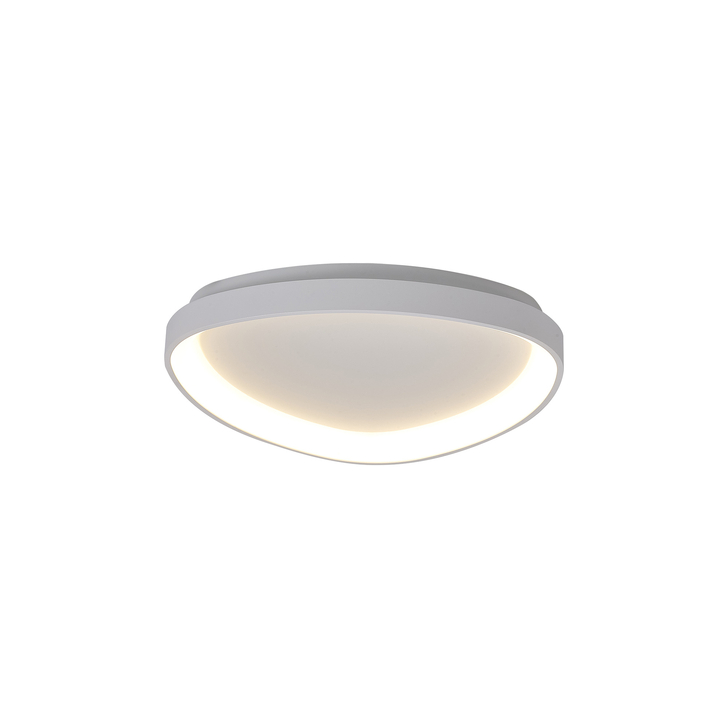 Mantra Niseko II Small 42cm Led White Triangular Flush Led Ceiling Light In White Complete With Remote Control & App - 2700K-6000K