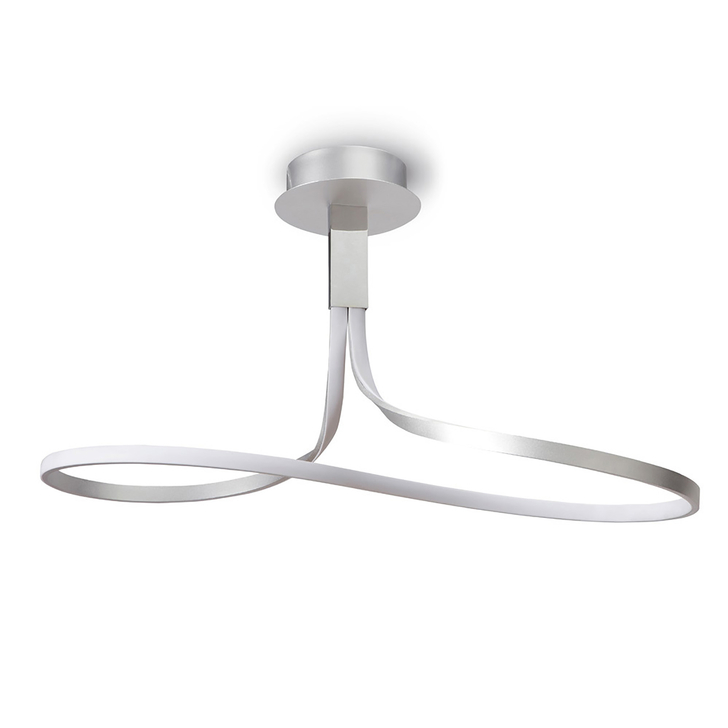 Mantra Nur Silver/Frosted Large Semi Flush Ring Led Ceiling Light - 3000K