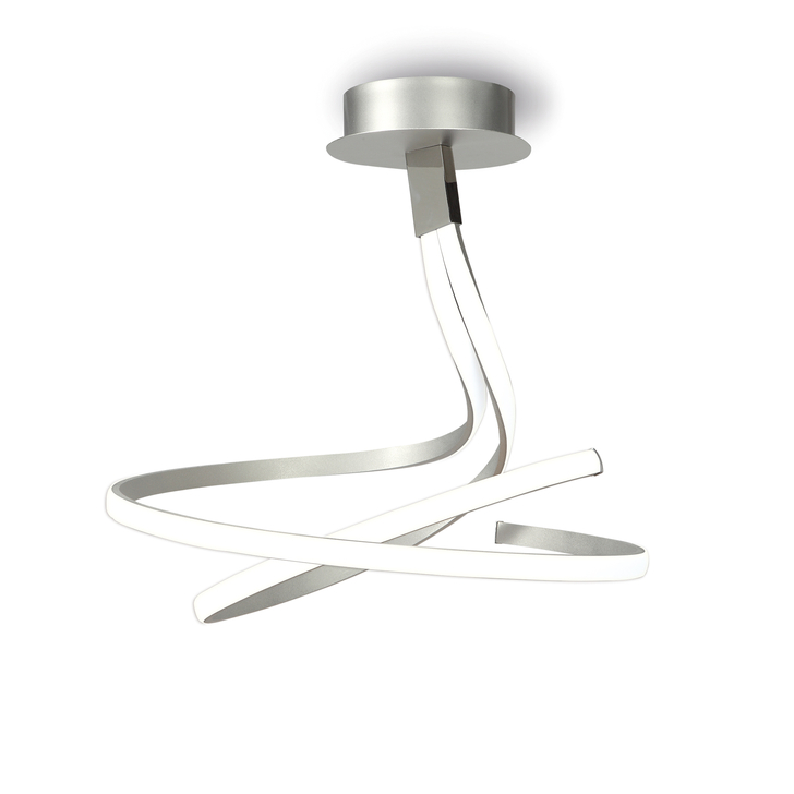 Mantra Nur Silver/Frosted Large Twin Spiral Semi Flush Dimmable Led Ceiling Light - 3000K