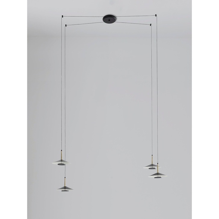 Mantra Orion 4 Light LED Linear Pendant Black & Antique Brass - 3000K