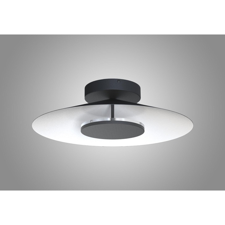 Mantra Orion Large LED Round Flush Ceiling Light Black With White - 3000K