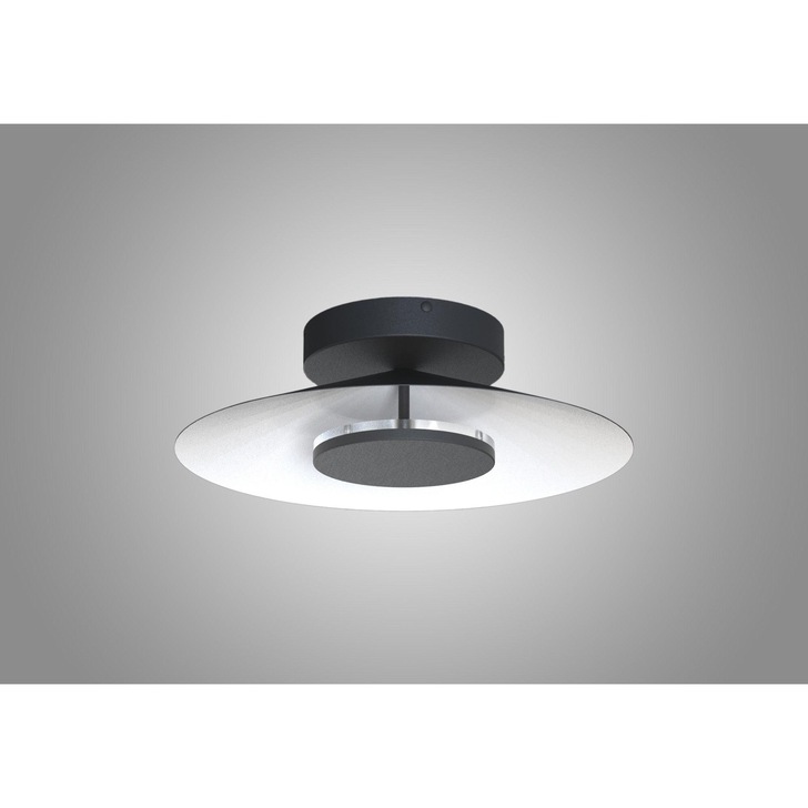 Mantra Orion Medium LED Round Flush Ceiling Light Black With White - 3000K