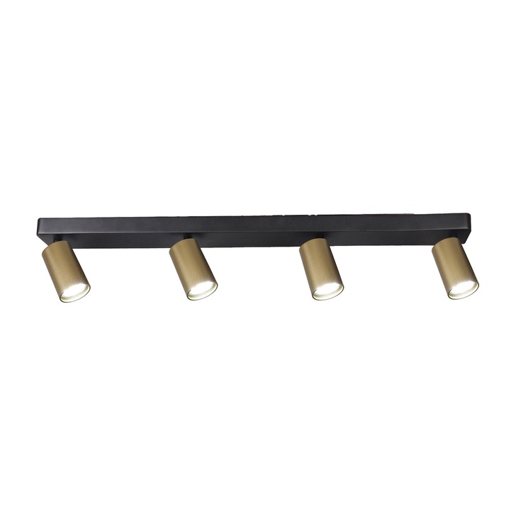 Mantra Sal Matt Black/Satin Gold 4 Light Bar Spotlight With Adjustable Spots