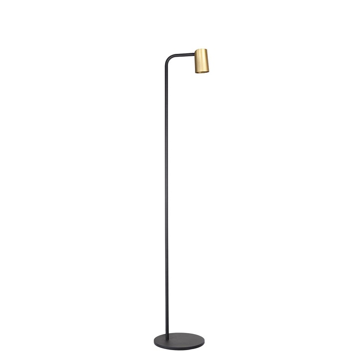 Mantra Sal Matt Black/Satin Gold Adjustable Reading Floor Lamp