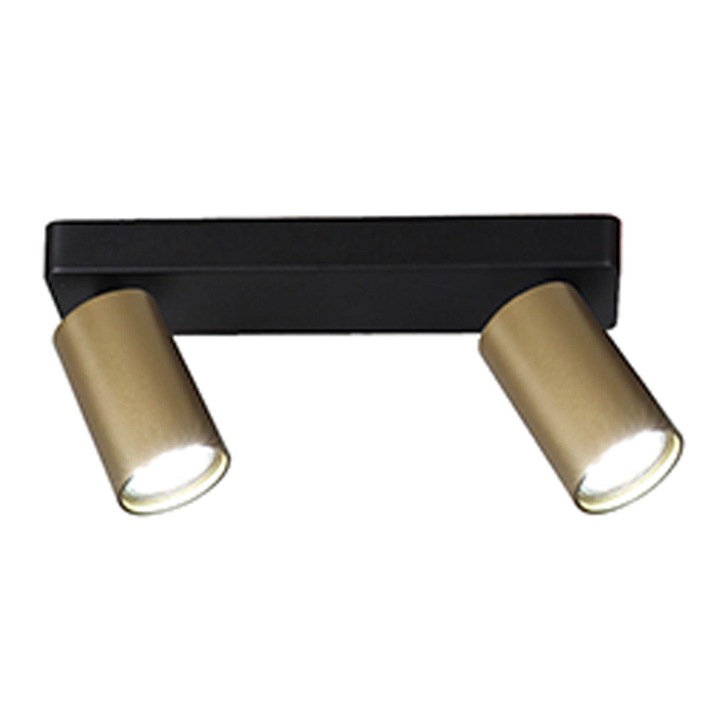 Mantra Sal Matt Black/Satin Gold Twin Adjustable Bar Spotlight