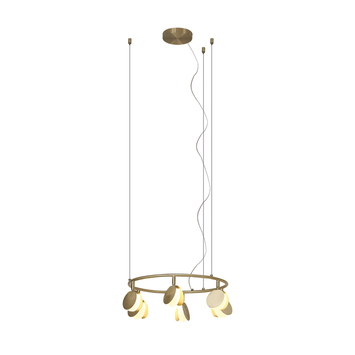 Mantra Shell Gold Round Disc 6 Light Led Pendant Light - 3000K