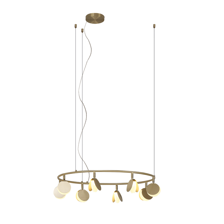 Mantra Shell Gold Round Disc 8 Light Led Pendant Light - 3000K