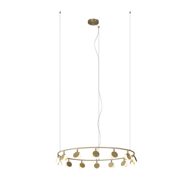 Mantra Shell Gold Round Disc Extra Large 14 Light Led Pendant Light - 3000K