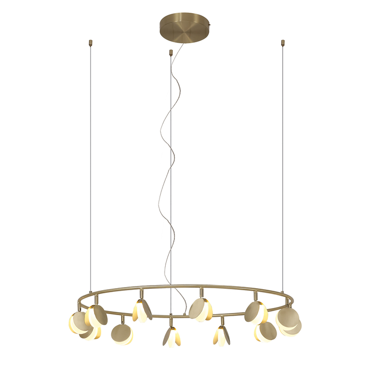 Mantra Shell Gold Round Disc Large 12 Light Led Pendant Light - 3000K