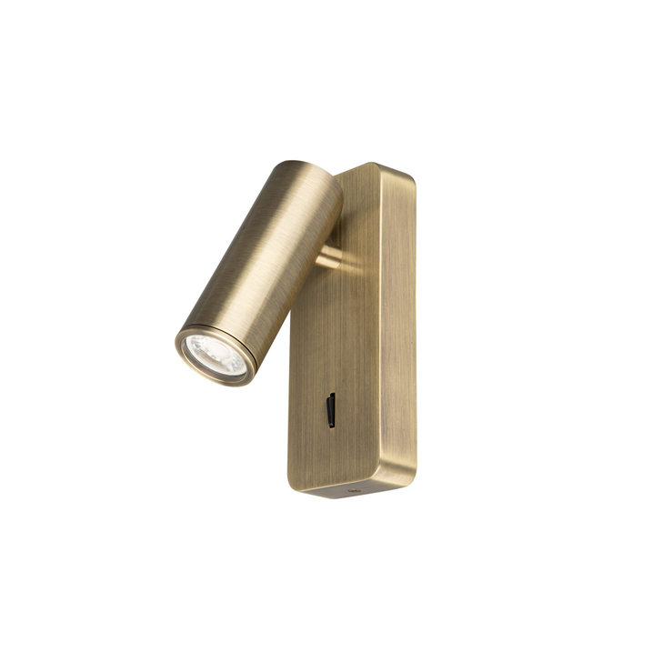 Mantra Split Antique Brass Adjustable Bedside Reader Wall Light - Switched