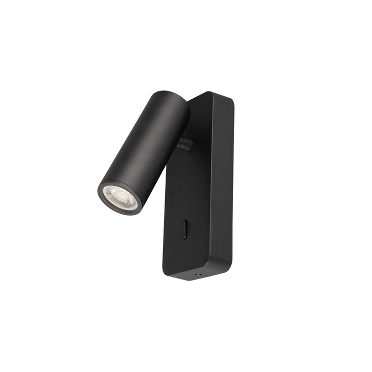 Mantra Split Black Adjustable Bedside Reader Wall Light - Switched