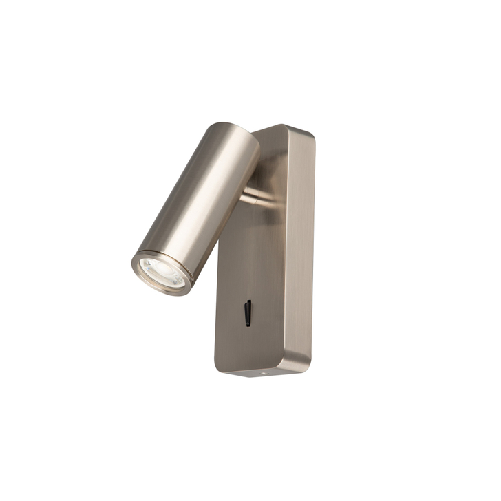 Mantra Split Satin Nickel Adjustable Bedside Reader Wall Light - Switched