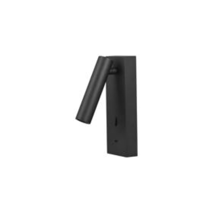 Mantra Tarifa III Black Switched Adjustable Led Bedside Reader Wall Light With Usb-C - 3000K