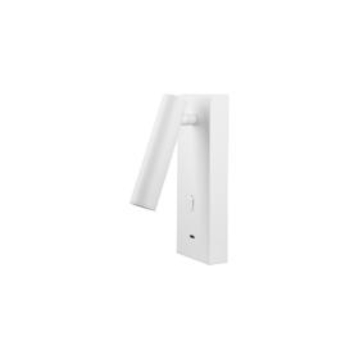 Mantra Tarifa III White Switched Adjustable Led Bedside Reader Wall Light With Usb-C - 3000K