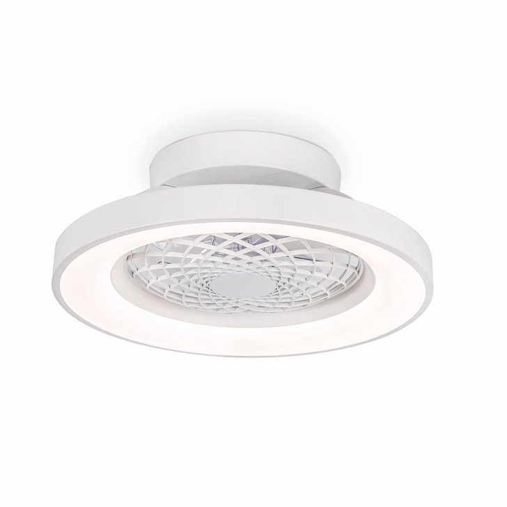 Mantra Tibet Mini White LED Ceiling Light With Built-In Reversible Fan C/W Remote Control