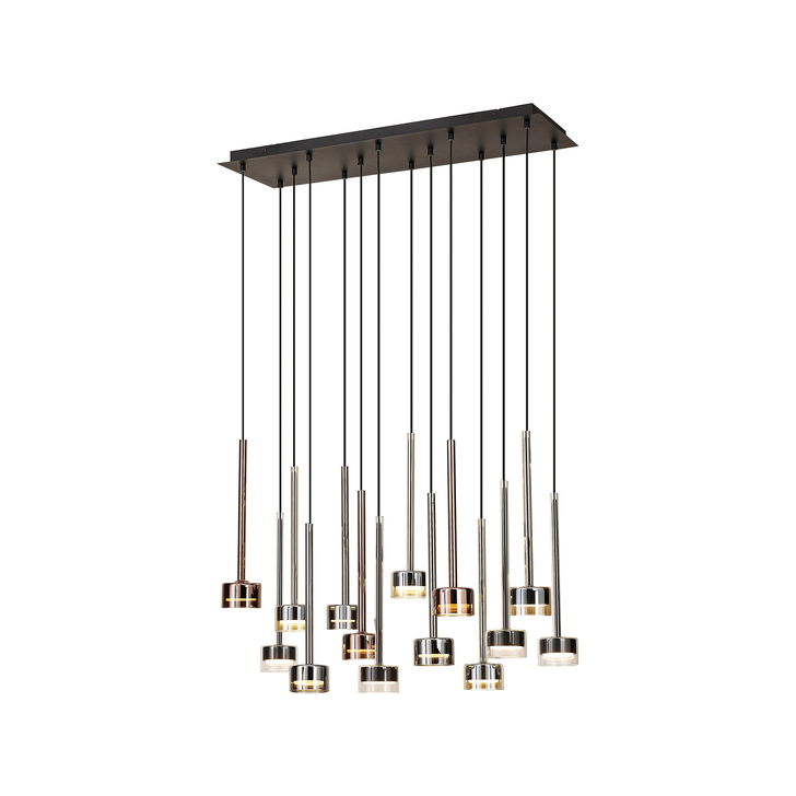 Mantra Tonic 14 Light Island Light Compete With Black, Chrome, Copper And Copper Glasses Complete With 3000K GX53 Led Lamps