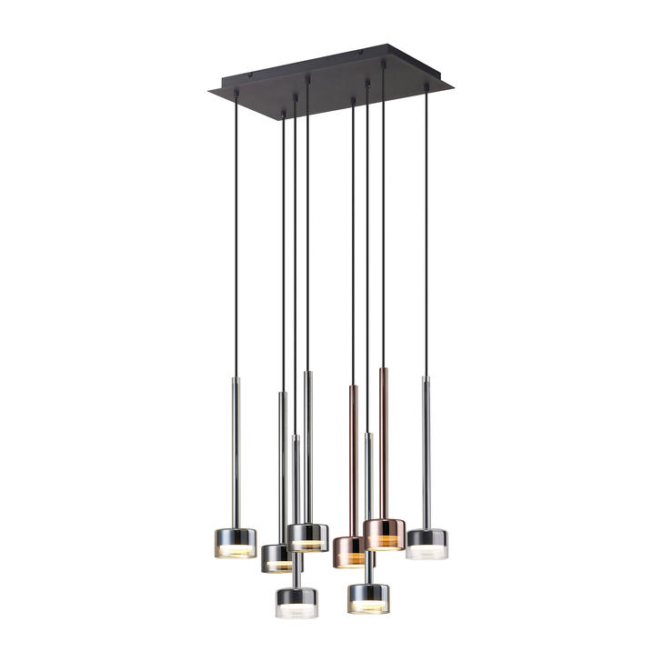 Mantra Tonic 8 Light Island Light Compete With Black, Chrome, Copper And Copper Glasses Complete With 4000K GX53 Led Lamps