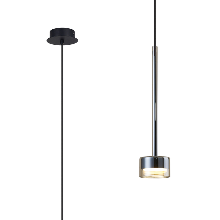 Mantra Tonic Bronze/Black Single Pendant Light With Bronze Glass Complete With 3000K GX53 Led Lamp