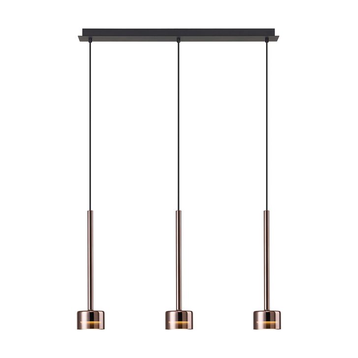 Mantra Tonic Copper/Black 3 Light Island Pendant Light With Copper Glasses Complete With 3000K GX53 Led Lamps