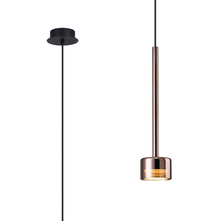 Mantra Tonic Copper/Black Single Pendant Light With Copper Glass Complete With 3000K GX53 Led Lamp